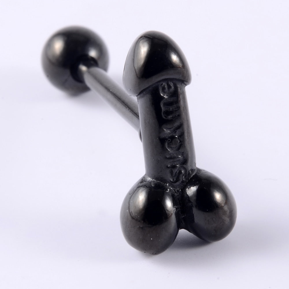 Penis & Middle Finger Tongue Rings