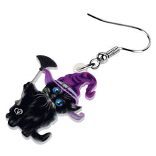 Load image into Gallery viewer, Witch Cat Dangle Earrings
