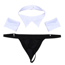 Load image into Gallery viewer, Tuxedo G-String Underwear, Collar, &amp; Cuffs Set
