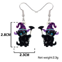 Load image into Gallery viewer, Witch Cat Dangle Earrings
