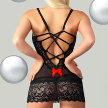 Load image into Gallery viewer, Black Chemise with Bow Accents
